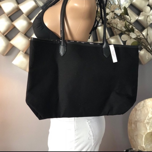 NWT Black Gold Signature Victoria Secret Tote Bag - Picture 4 of 6